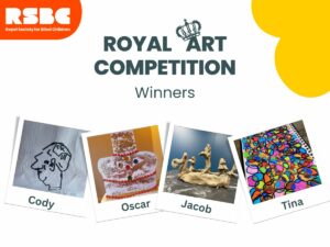 A graphic showing 4 photos of the winners' entries for the RSBC Royal Art Competition. The text at the top reads: 